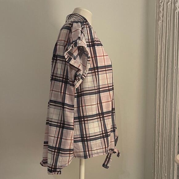 New York Laundry Pink & Black Plaid Button-Up Women’s Top - Picture 5 of 8